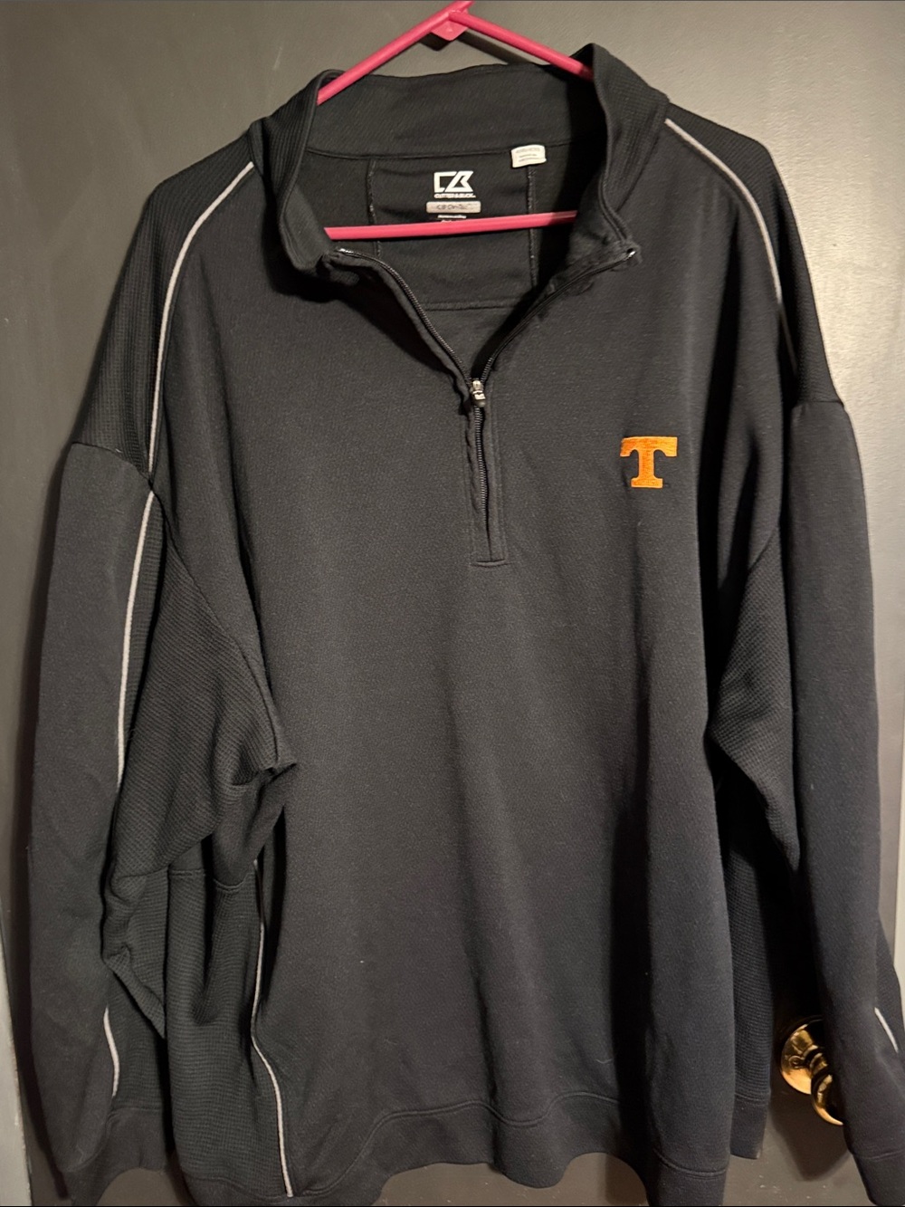 Cutter & Buck Black 1/4 Zip Pullover with Orange 'T' Logo